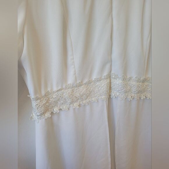 White Elegance Temple Dress Wedding Modest Church Maxi Front Zipper Medium - Picture 9 of 13